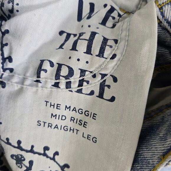 We The Free The Maggie Mid Rise Straight Leg Light Wash Destroyed Button Fly - Picture 9 of 9